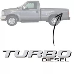 Emblema Adesivo TURBO DIESEL FORD F250 cor Prata com Preto