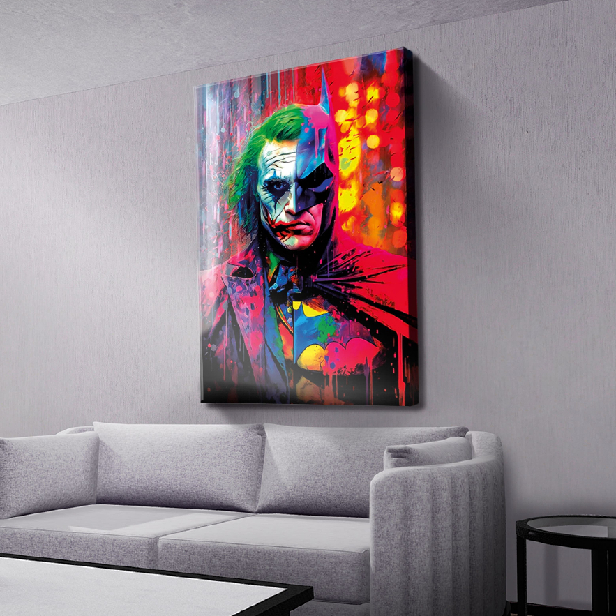 Quadro Decorativo Batman vs Coringa Alta Definição Mosaico Sala Quarto Escritório