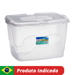 Caixa 34 Litros Organizadora Cesto Multiuso Com Tampa Caixa Reforçada De Plástico em Oferta na Shopee