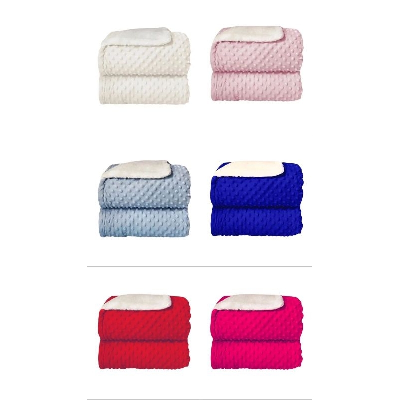 Cobertor Dupla Face Pipoquinha Com Sherpinha Em Lã Para Bebê