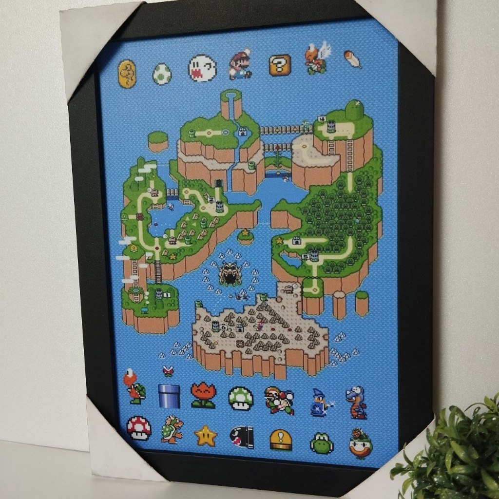 Quadro Decorativo com moldura Super Mario uma Decoração elegante com este objeto para quarto sala