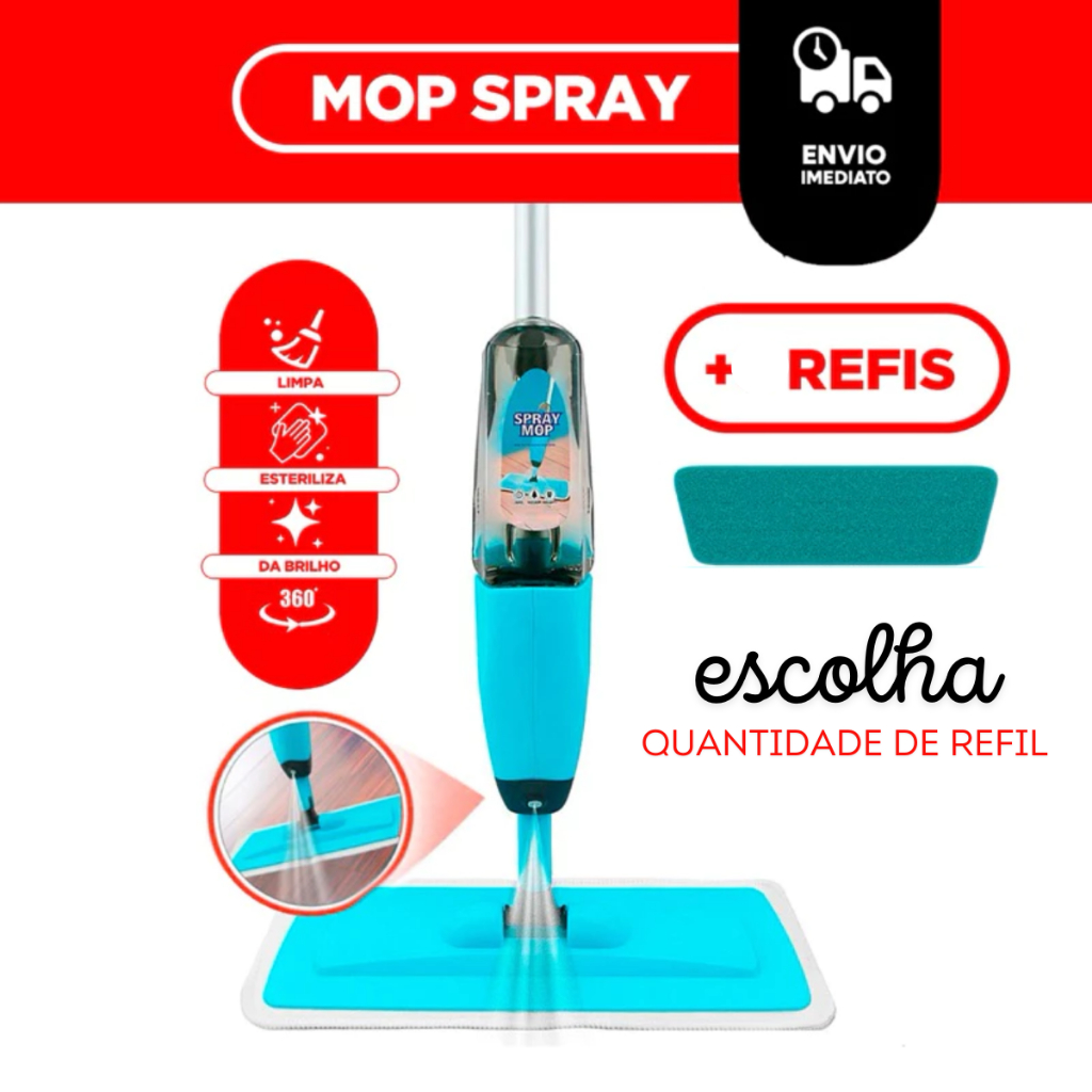 Mop Spray Mágico Esfregão Com Reservatório Rodo De Limpeza Refis Microfibra