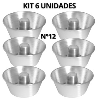 Kit 6 Mini Forma Nº12 300Ml Em Aluminio Puro Forminha Resistente Sobremesas Pudim