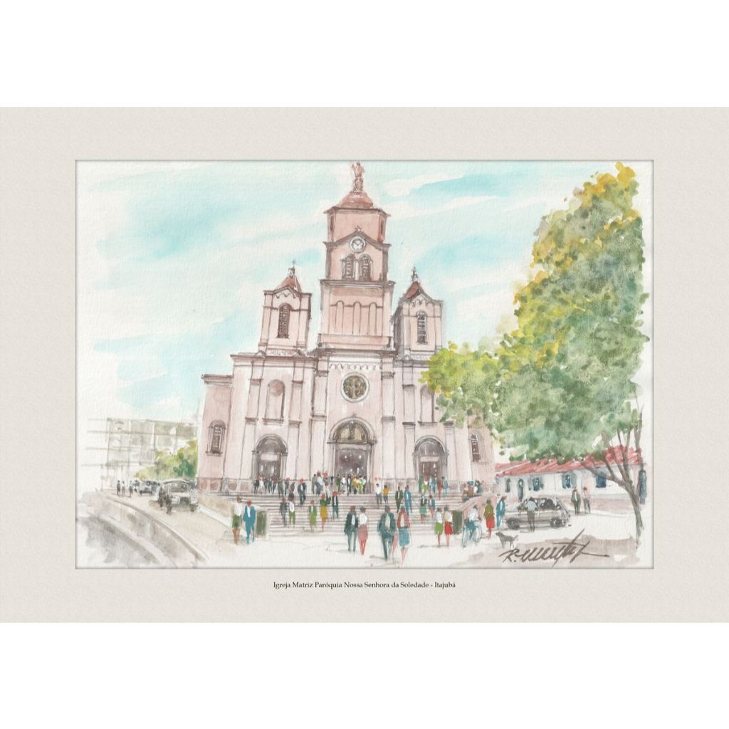 Pintura em Aquarela | Igreja Matriz Paróquia Nossa Senhora da Soledade - Itajubá | A4