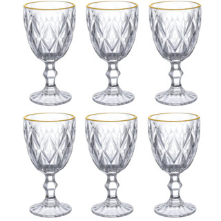 Jogo de 6 Taças 330 ml Borda Dourada Diamond Clear