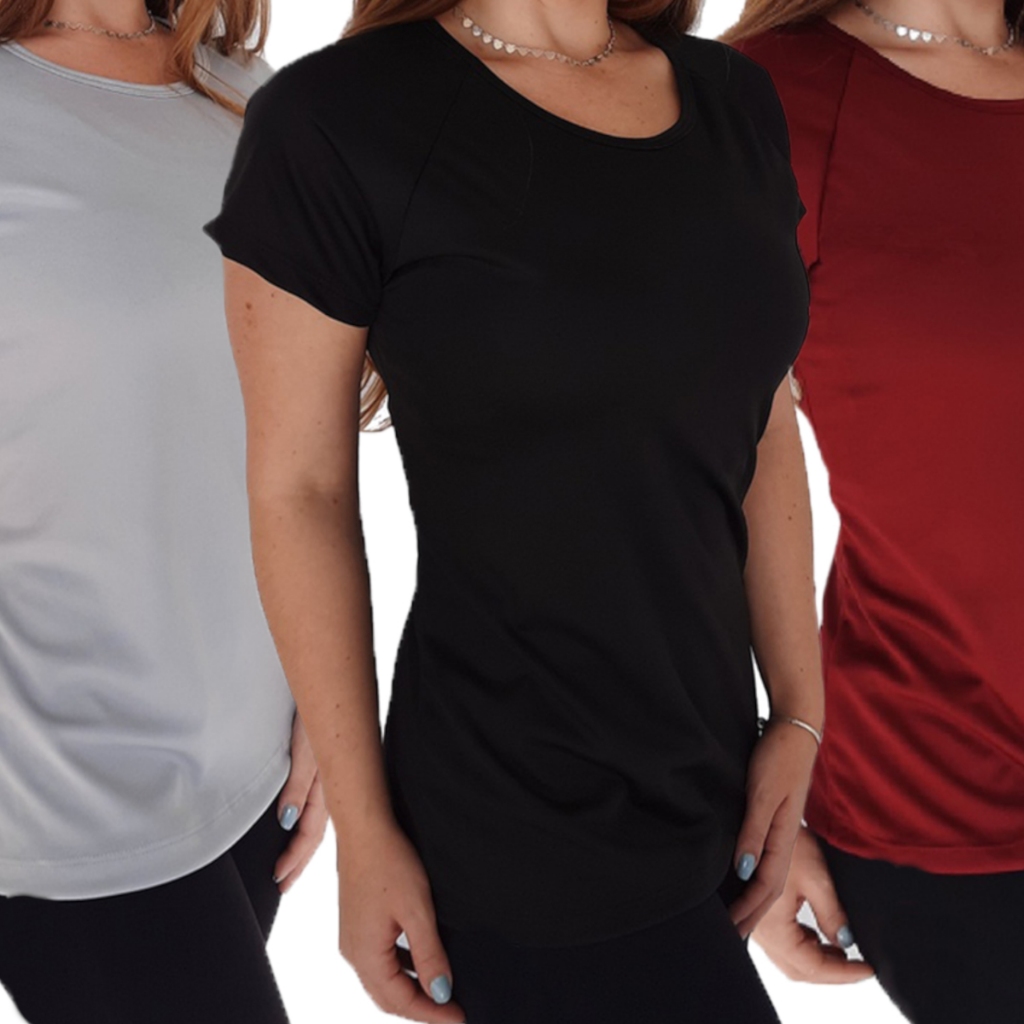Camisetas Feminina  Academia Fitness Treino Corrida Esporte Exercicios Camiseta Dry Fit Verão Levinha Não Amassa