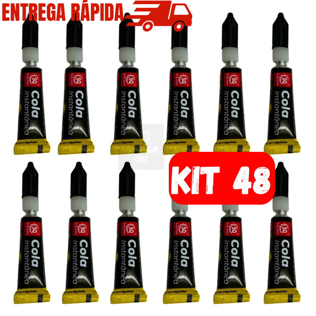 Kit 48 Super Cola Instantânea Cola Madeira Metal Plástico Couro Bonder Cola Tudo