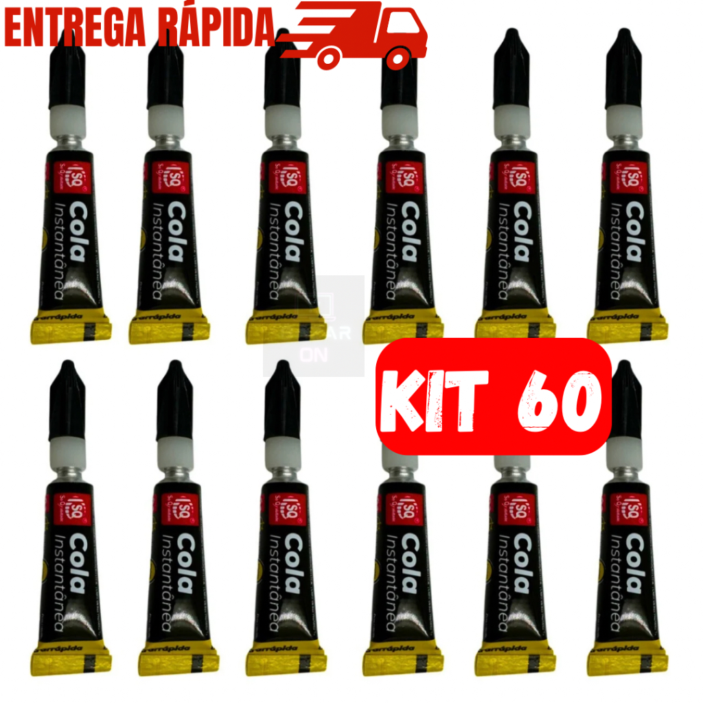Kit 60 Super Cola Instantânea Cola Madeira Metal Plástico Couro Bonder Cola Tudo
