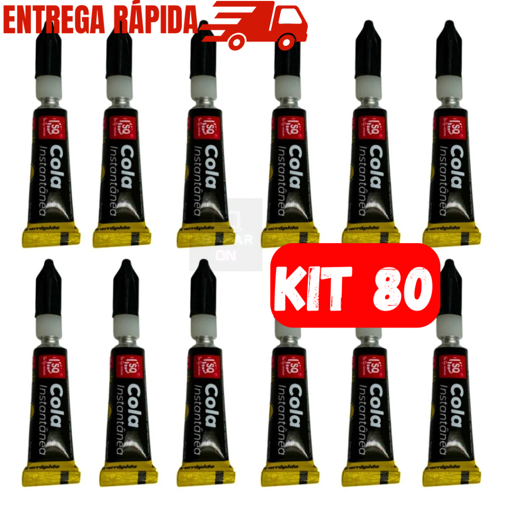 Kit 80 Super Cola Instantânea Cola Madeira Metal Plástico Couro Bonder Cola Tudo