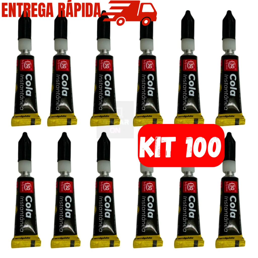 Kit 100 Super Cola Instantânea Cola Madeira Metal Plástico Couro Bonder Cola Tudo