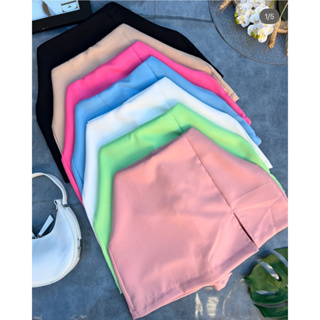Short saia feminino short saia alfaiataria social com fenda na perna tendência candy color em Oferta na Shopee