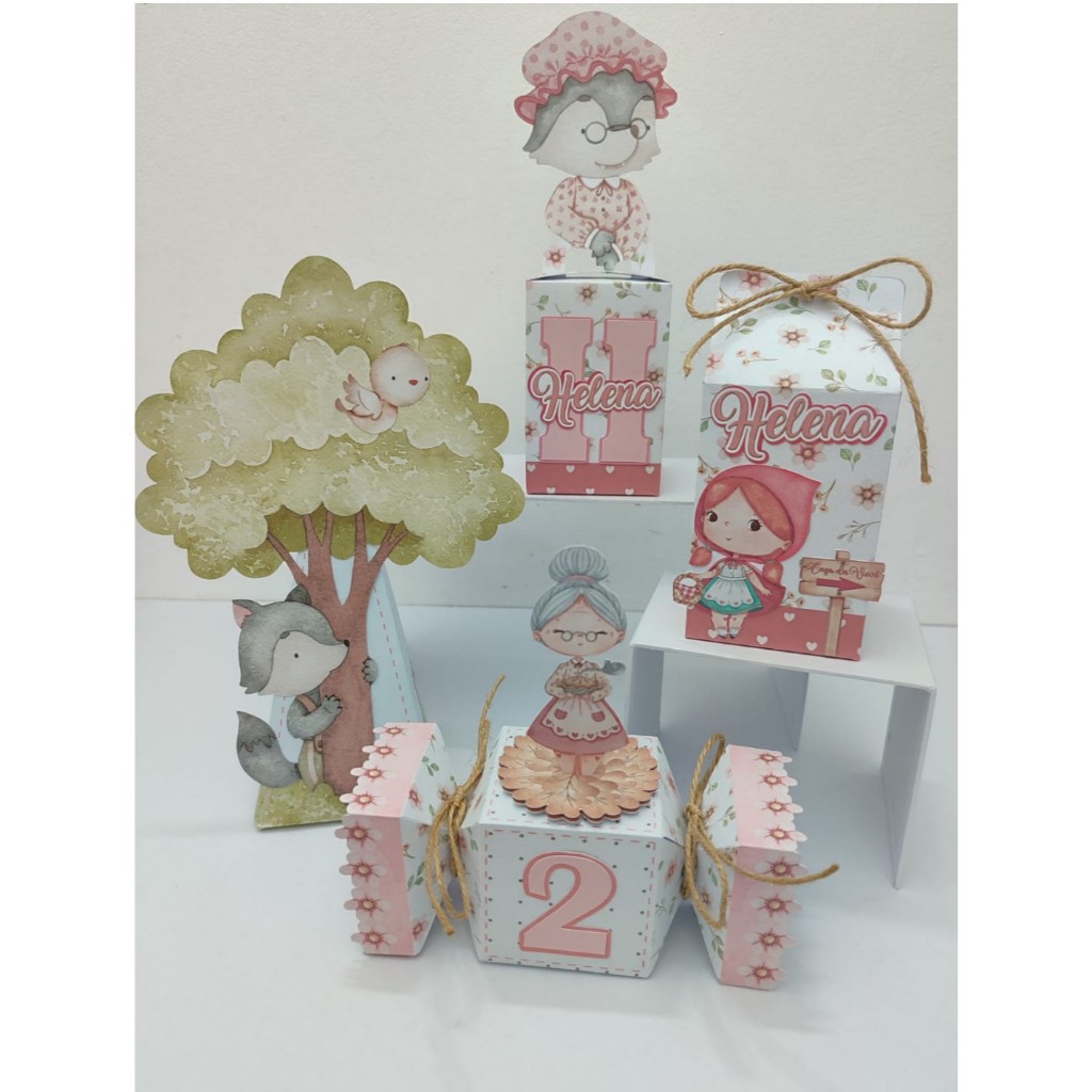 Kit Festa Infantil Chapeuzinho Vermelho - Lembrancinhas - Aniversário - PEGUE E MONTE - Papelaria Personalizada - Caixinhas Personalizada