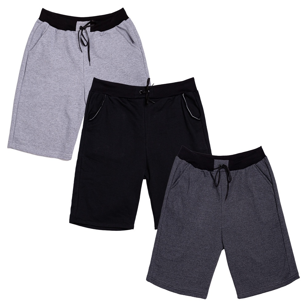 Kit 3 Bermudas Moletom Masculina Casual Básica Com Amarração Shorts Treino Academia