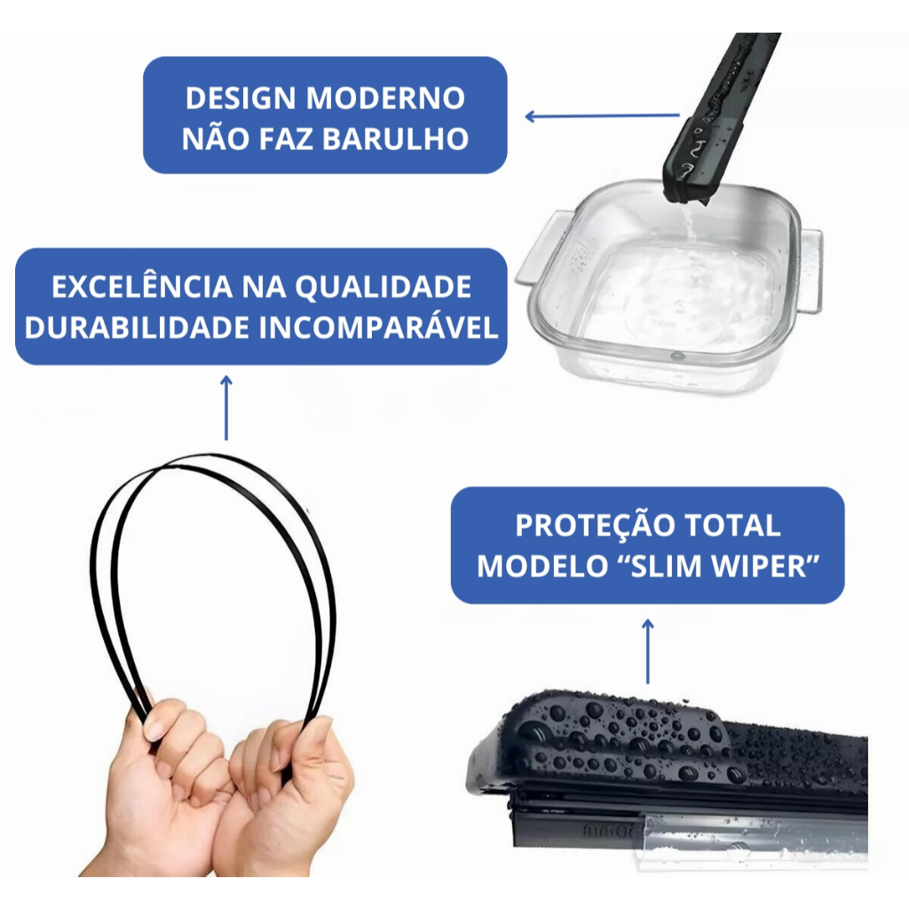Kit 3 Palhetas Limpador De Parabrisa Dianteiro + Traseiro Para Blazer 1996 1997 1998 1999 2000 2001 2002 2003 2004 2005