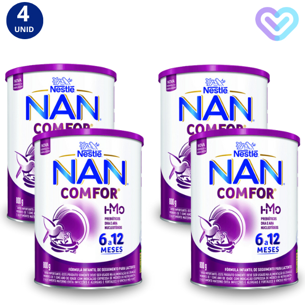 Kit 4x Fórmula Infantil Nestlé NAN Comfor 6 a 12 Meses Lata De 800g em Oferta na Shopee