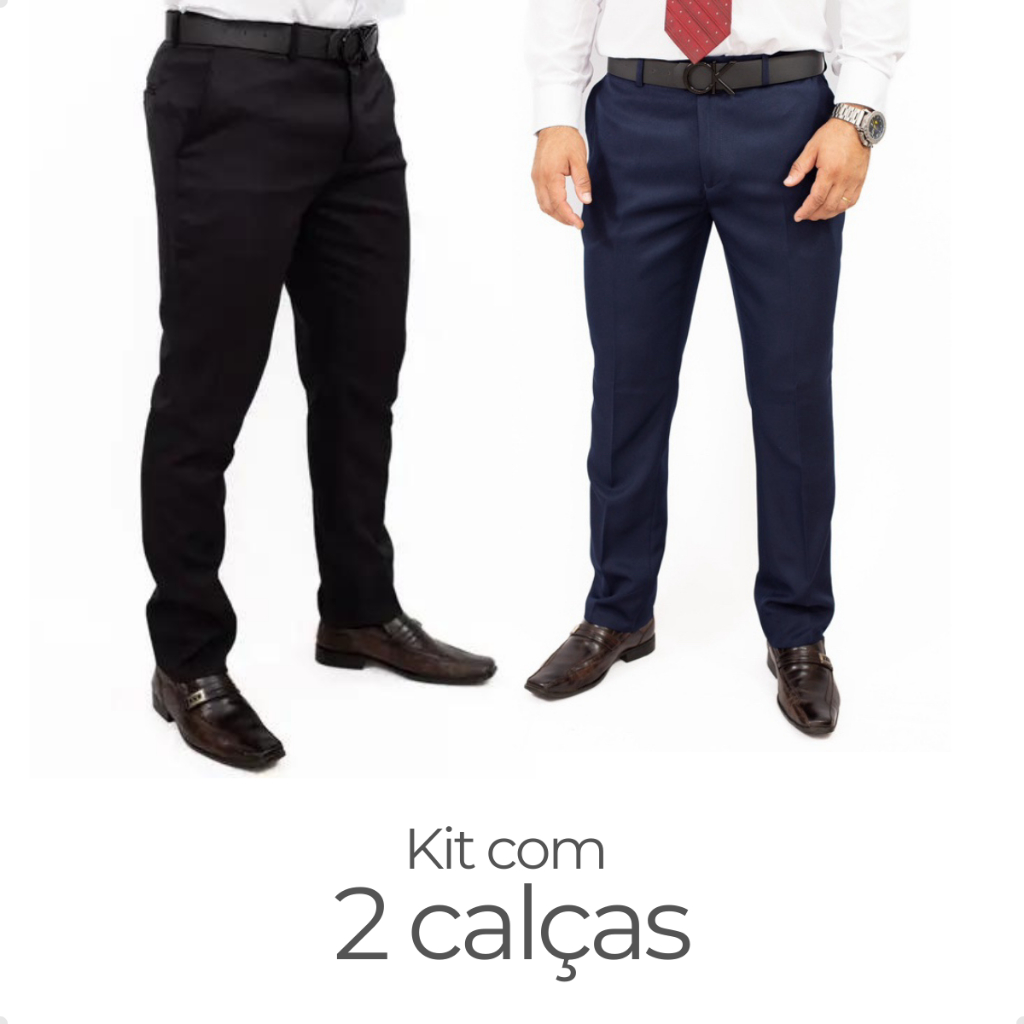 Kit 2 Calças Social Oxford Masculina Alfaiataria Slim.