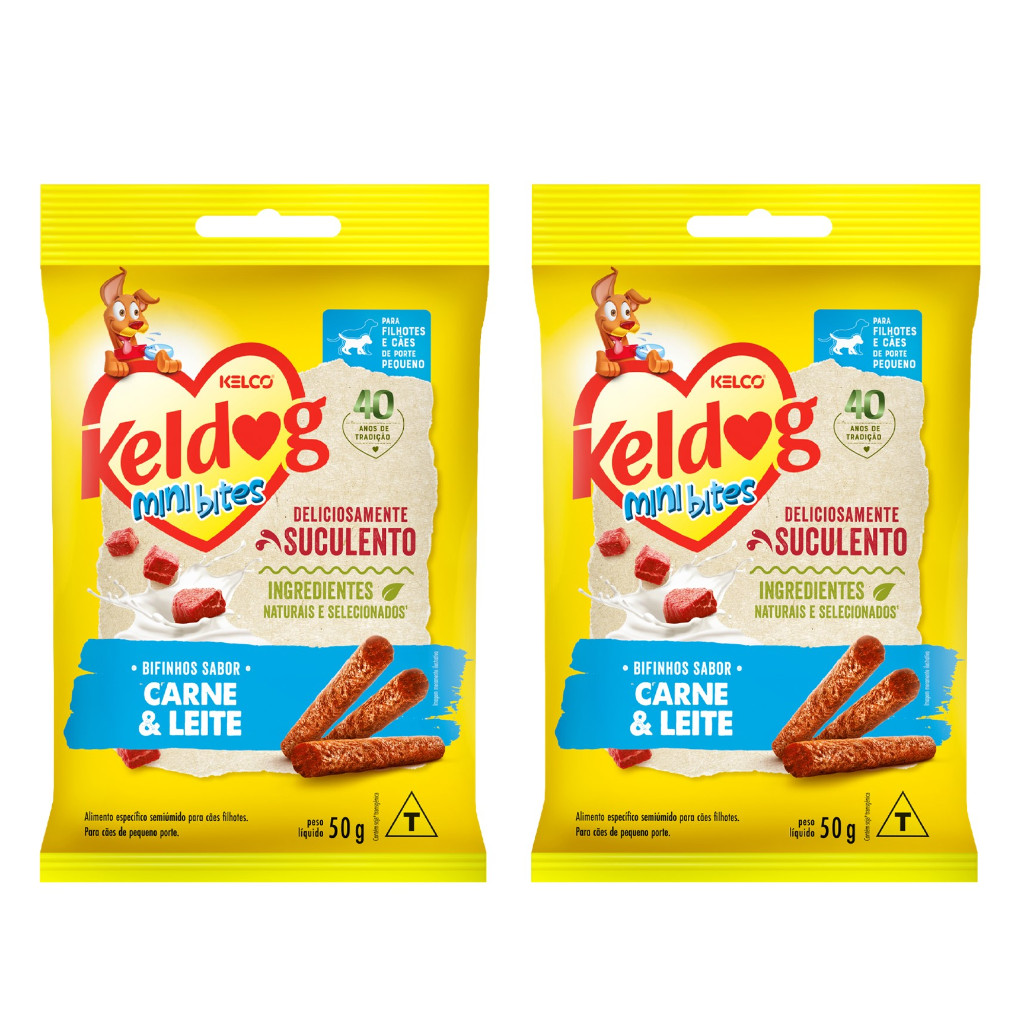 Kelco KIT Keldog Bifinho Mini Bites Carne e Leite 50g - 2 Unidades