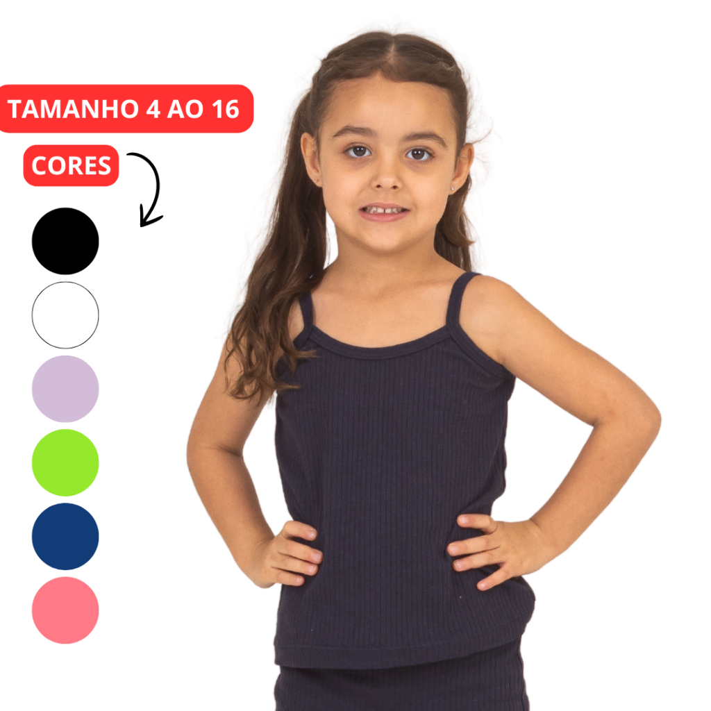 Blusa Infantil Regata Alcinha Menina Juvenil 4 ao 16 Lavin Basic Kids em Oferta na Shopee