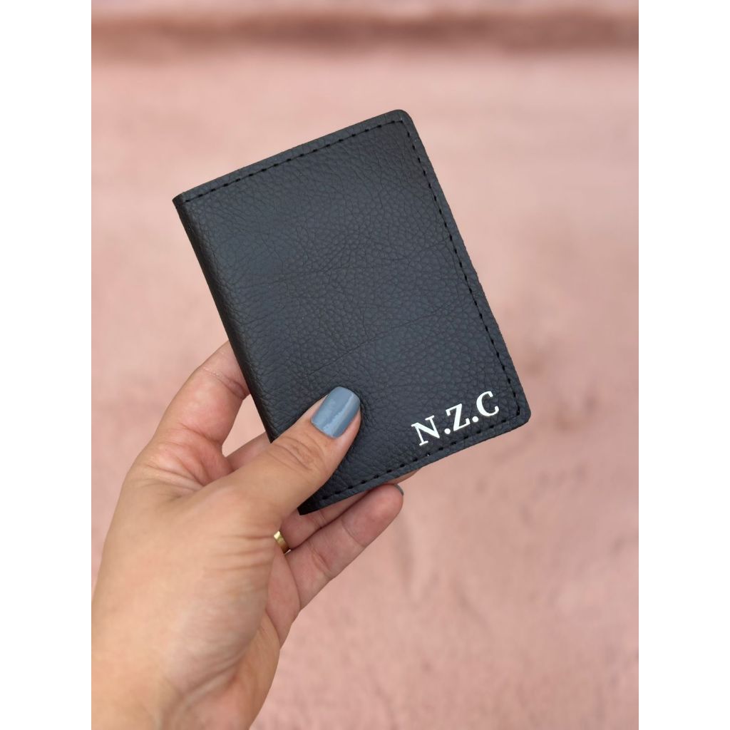 Carteira Porta Cartão Bia Personalizado Com Iniciais Em Couro Sintetico Varias Cores