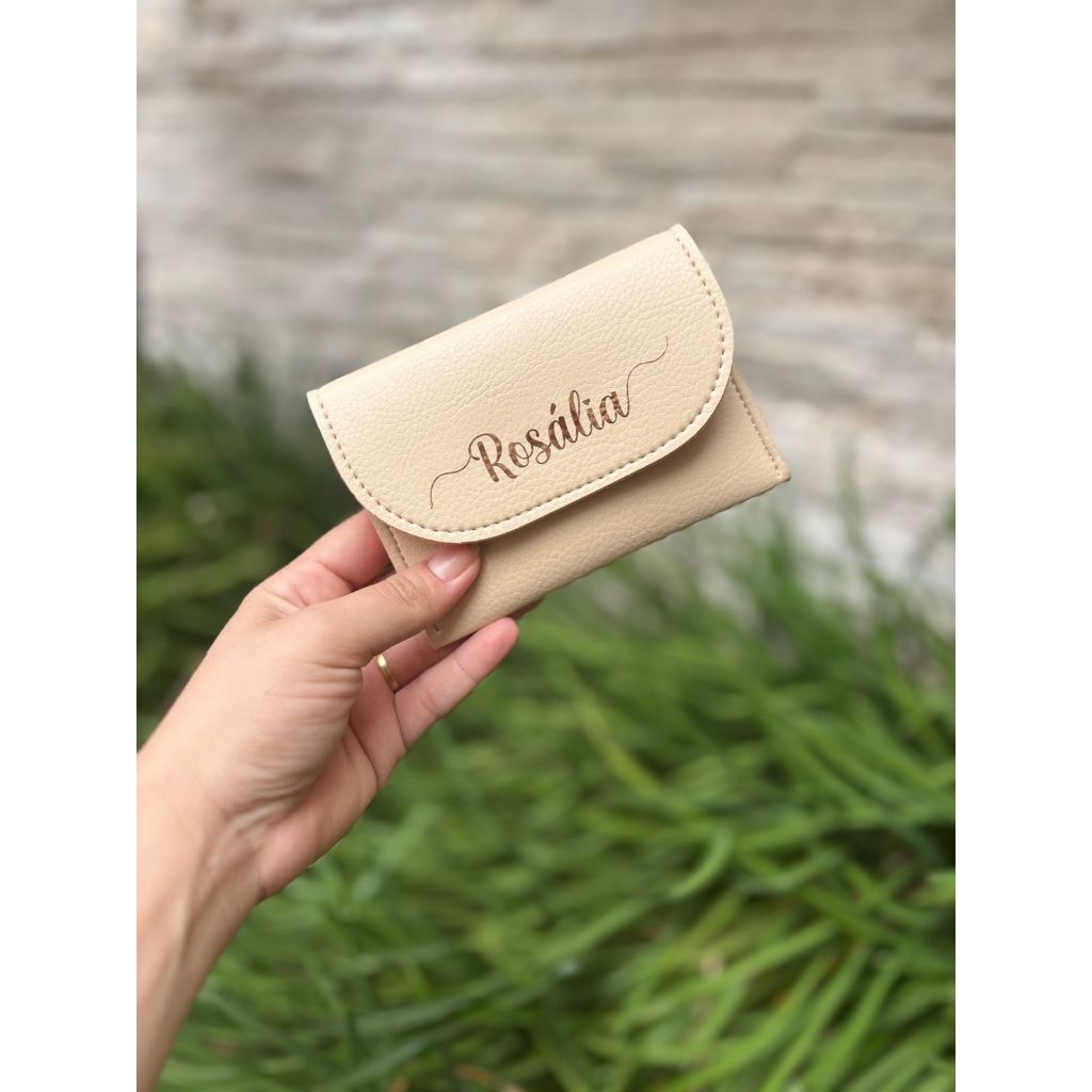 Carteira Feminina Amora Personalizada Com Nome Em Couro Sintetico Porta Moedas, Porta Cartão