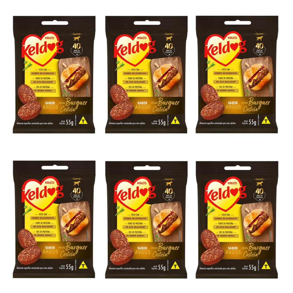Kelco KIT Keldog Mini hambúrger Costela Angus 55g - 6 Unidades