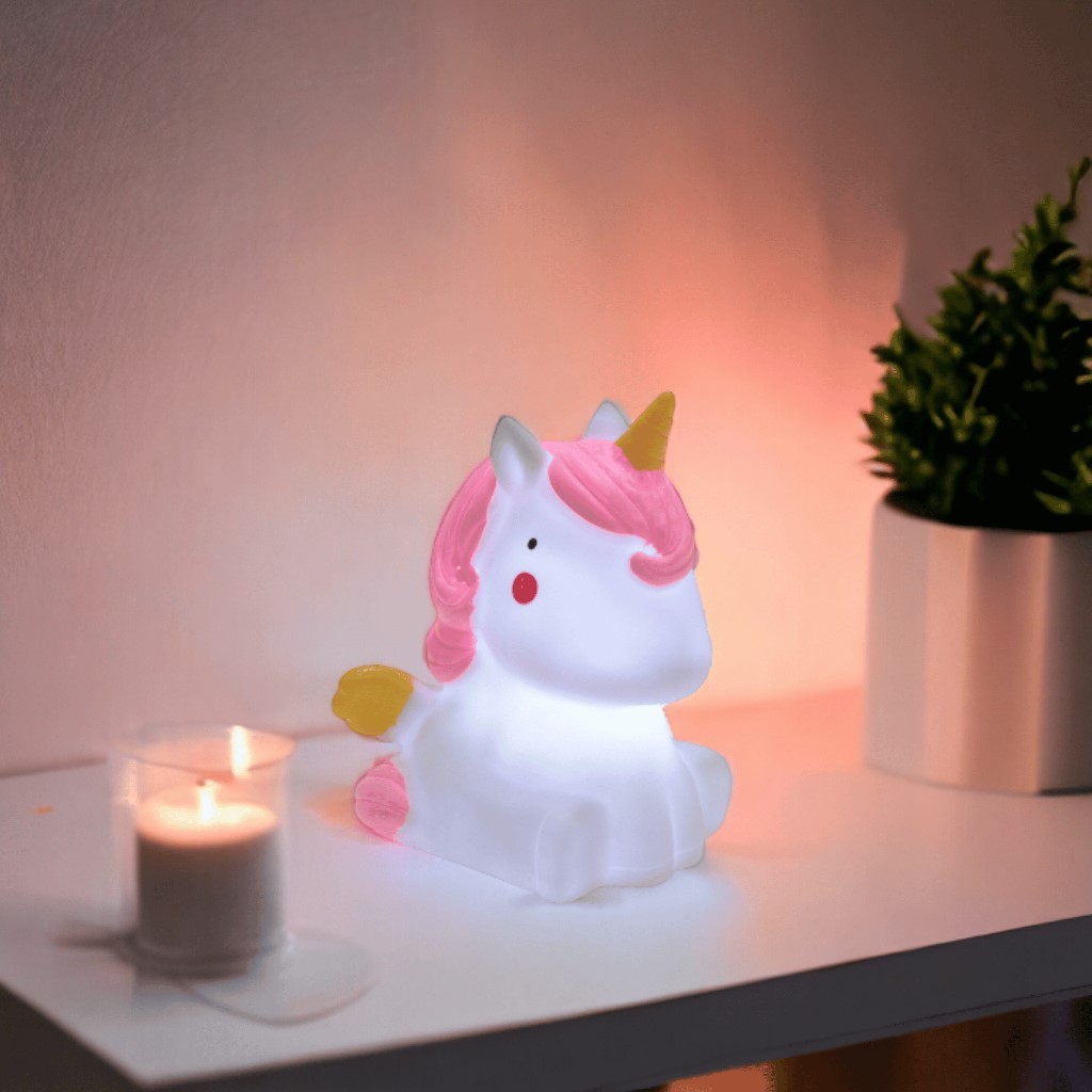 Luminária Abajur Unicórnio Iluminação Led Quarto Infantil Criança Decoração