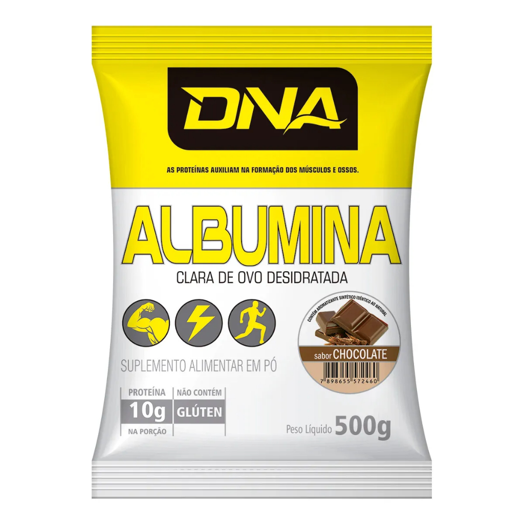 Albumina 500g Sabor Chocolate - Suplemento Proteico | DNA Suplementos
