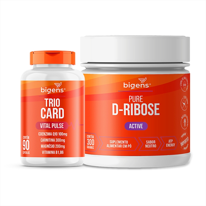 Bigens | Kit Solução Sinatra: Trio Card (Q10, L-carnitina, Magnésio, Vitamina B1, B6) +D-ribose Pura em Oferta na Shopee
