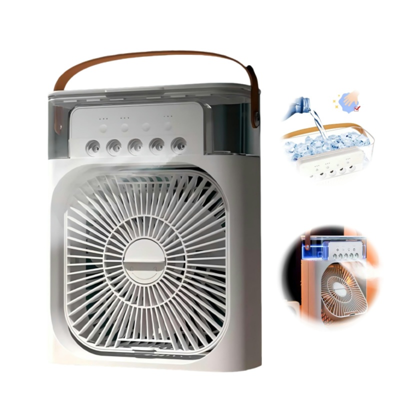 Imagem Refrigerador De Ar Ventilador Umidificador Portátil Com Led Reservatório De Água Led Tipo C USB