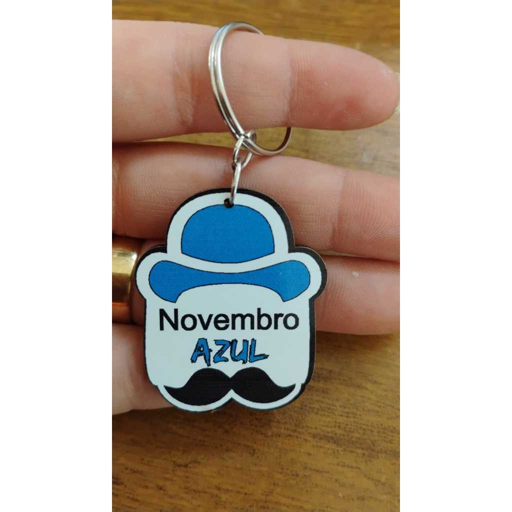Chaveiros Lembrancinha Novembro azul em MDF.