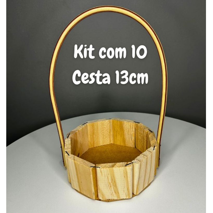 Kit com 10 Cesta Fraldeira 13cm com alça cesta de pascoa  dia das crianças presente natal cosmeticos