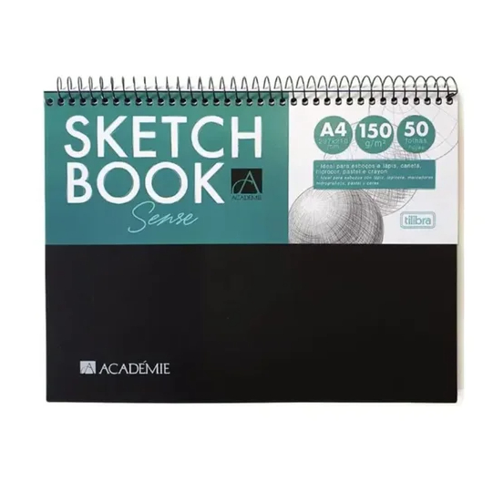 Caderno Sketchbook 50 Folhas 150G Espiral Capa Dura A4 Académie Sense - Tilibra