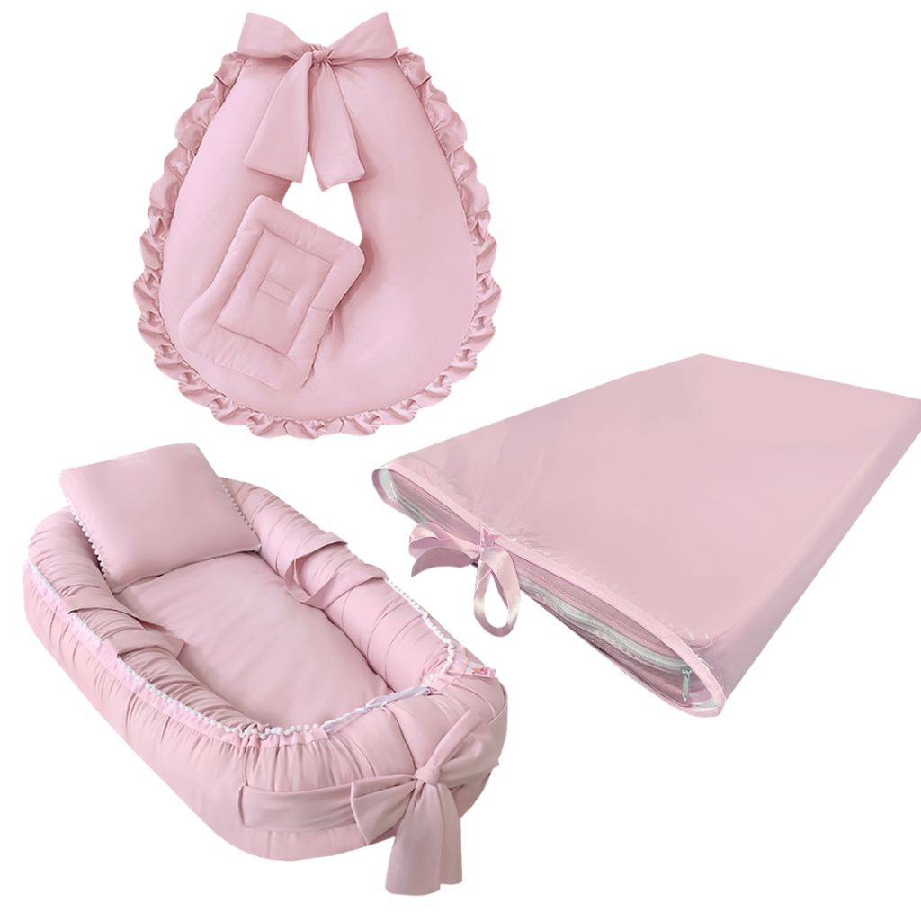 Kit 3 Peças Ninho Redutor para Bebê, Almofada de Amamentar e Trocador com Capa Plástica Impermeável