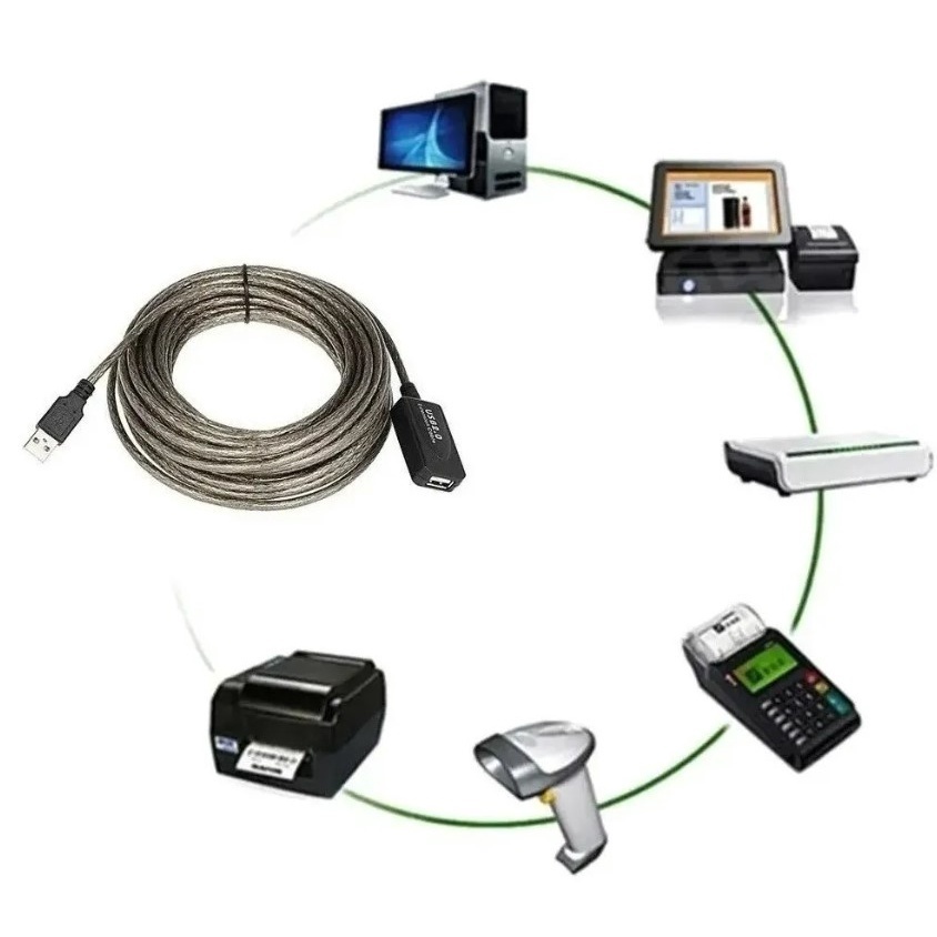 Cabo Extensor Usb 2.0 Para Webcam Full Hd Ativo Blindado Cor Cinza-escuro