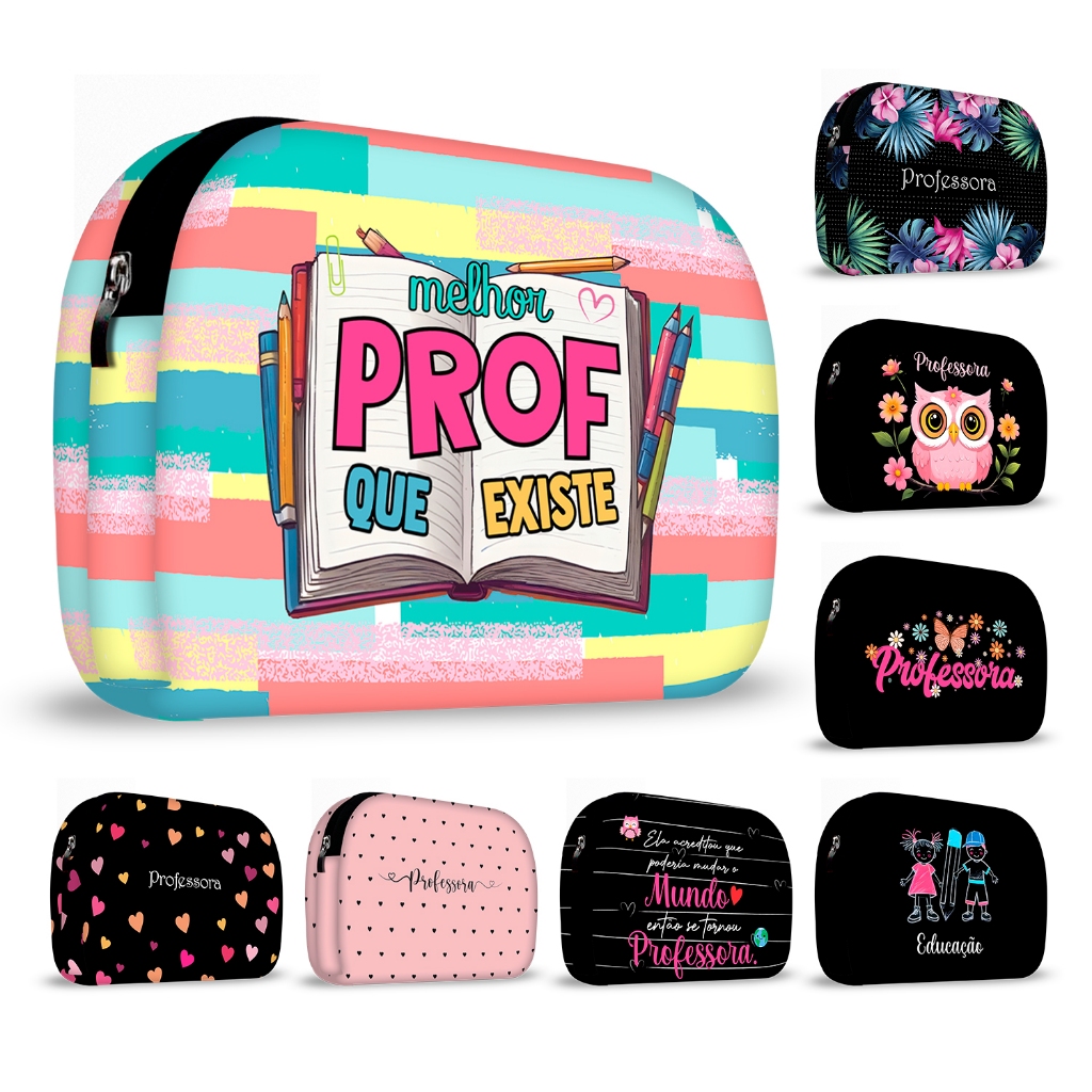 Necessaire em Neoprene Coleção Profissões – Professora Estampas Feminino Femininas amor