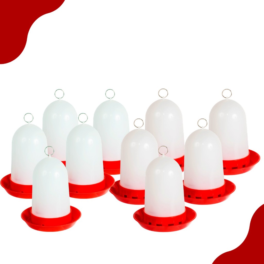 Kit 10 Comedouro Bebedouro Automatico Pendurar ou Chao Codorna Pinto Aves Passarinho