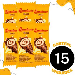 Bolinho Roll Rocambole Chocolate C/15 Unidades 34g - Bauducco em Oferta na Shopee