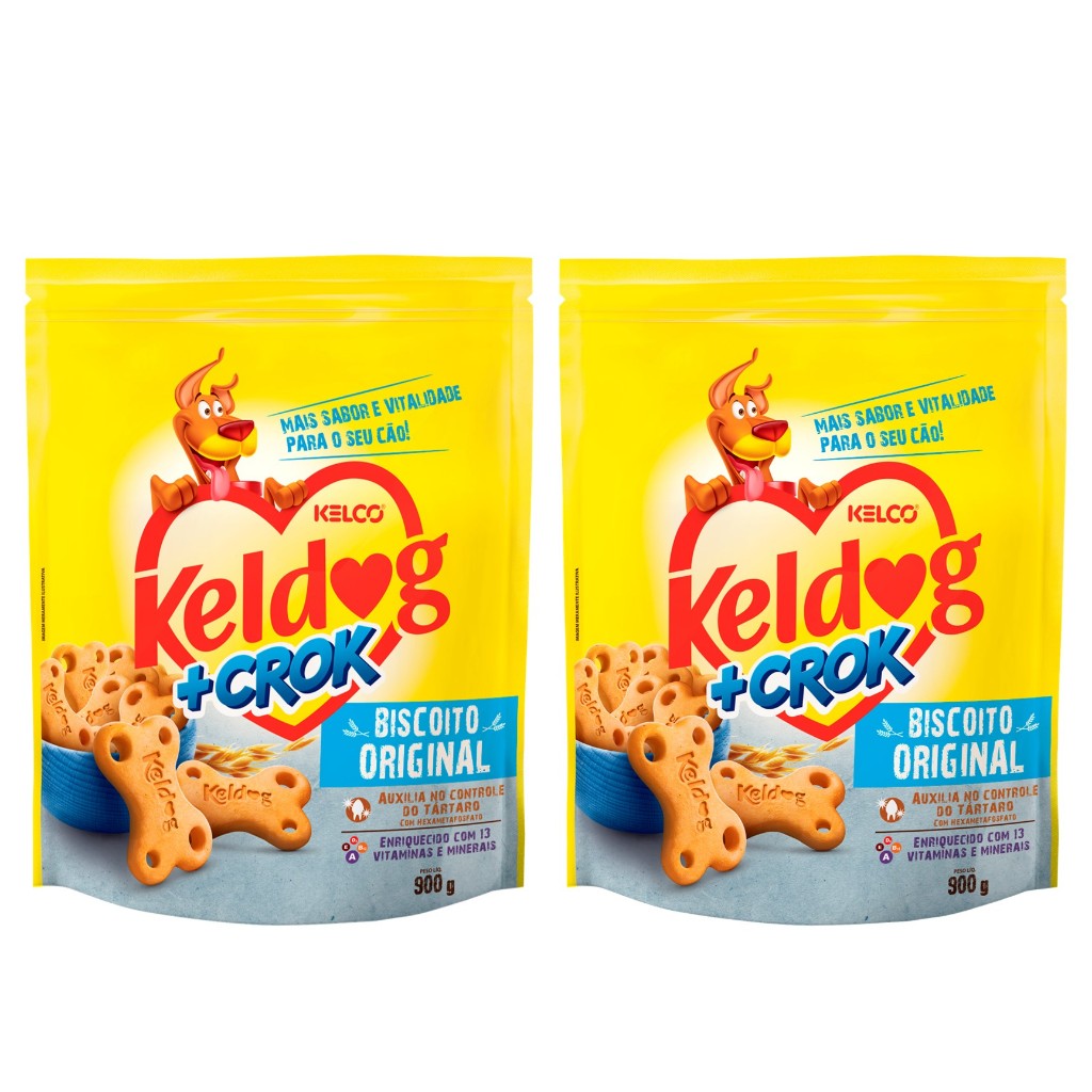 Kelco KIT Keldog + Crok Biscoito Original 900g - 2 Unidades em Oferta na Shopee