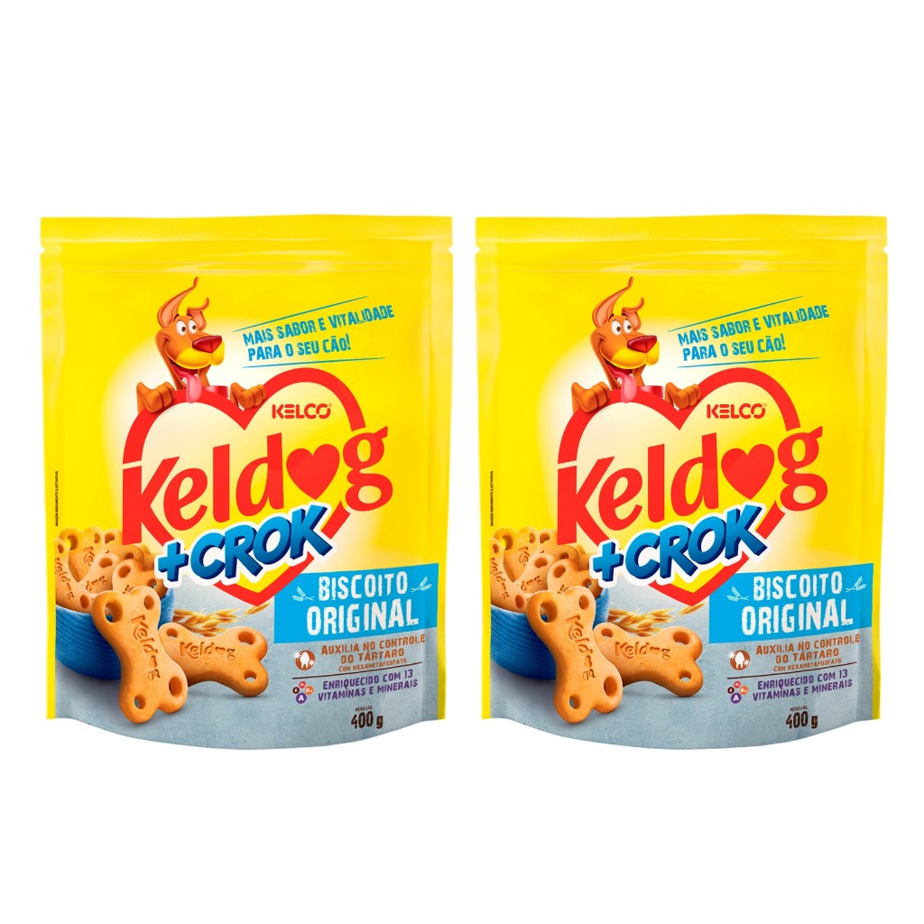 Kelco KIT Keldog + Crok Biscoito Original 400g - 2 Unidades em Oferta na Shopee