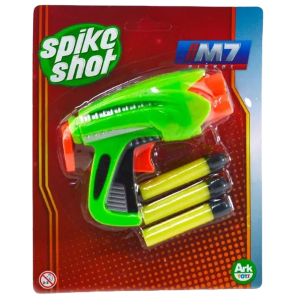 Pistola Lança Dardo 17cm 04 Peças Spike Shot M7 Pistol