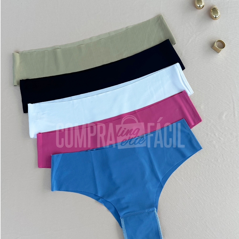 Kit 5 Calcinha Conforto Corte a Laser Não Marca na Roupa - Lingerie Sem Costura Atacado Moda Íntima