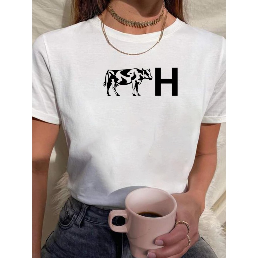 Camiseta Feminina Baby Look T Shirt Frases Engraçadas Vaca H Indireta 100% Algodão Várias Cores