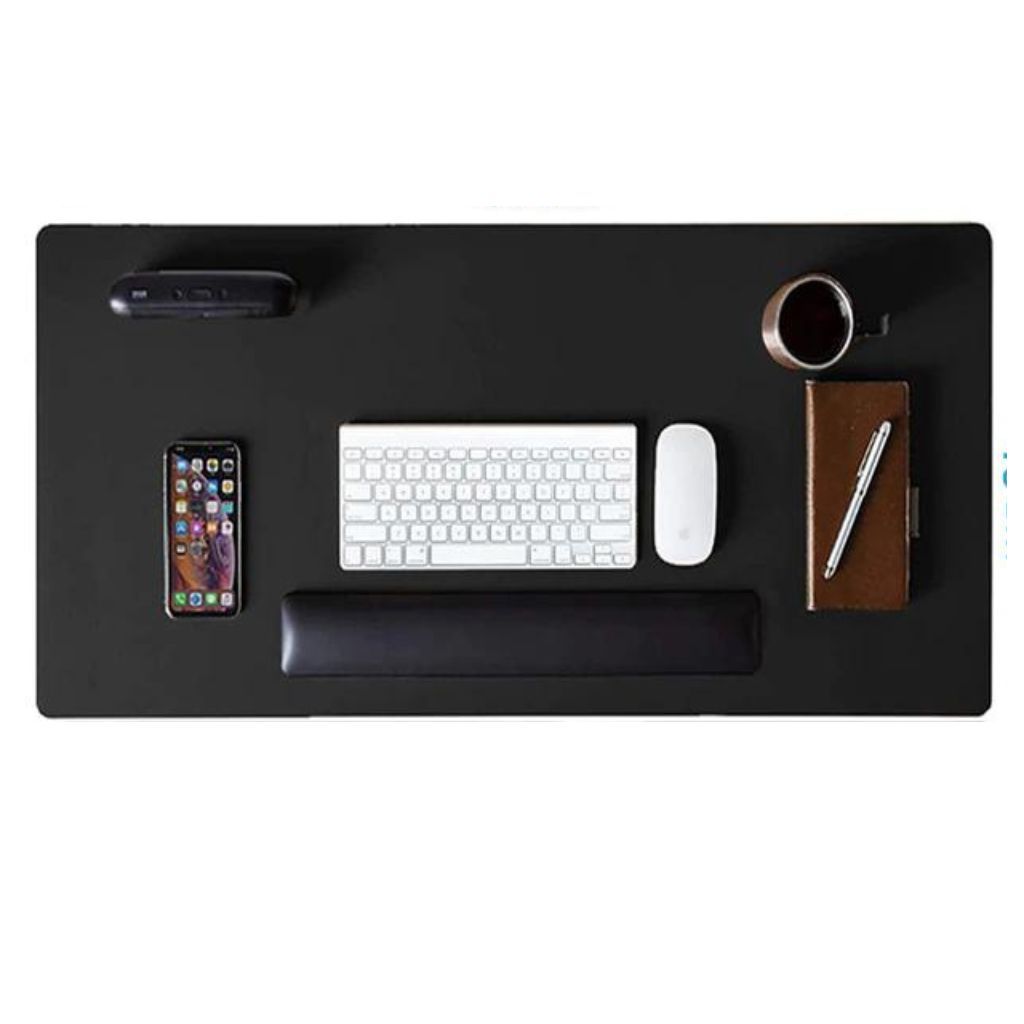 Mouse Pad Couro Sintético 90x40cm KingPad | Desk Pad Grande Antiderrapante | Preto Profissional