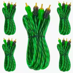 5 Cabo Rca 5 Metros 200 Pro Technoise Injetado Verde 4mm