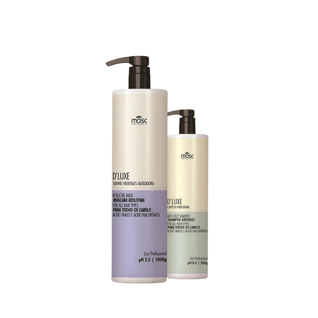 Kit Escova Progressiva Blindagem Tanino D´Luxe Sem Formol Fase 1 e 2 Profissional Salão