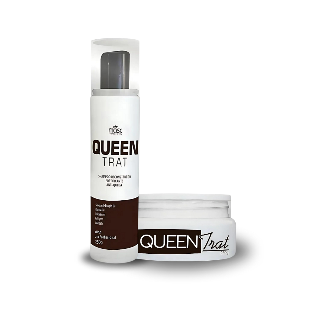 Kit Profissional Shampoo e Máscara Queen Trat Antiqueda e Anticaspa Sangue de Dragão
