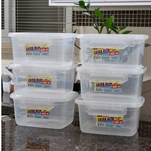 Kit Pote Marmita Com Travas Laterais 1800Ml de Fechamento Hermético Linha Prime Modelo Alto em Oferta na Shopee