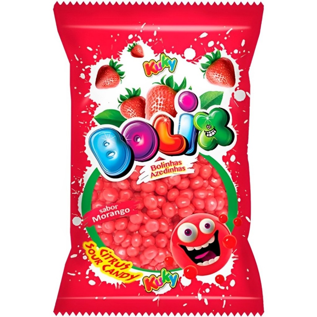 Balas Bolix Azedinha Sabor Morango 500g Kuky em Oferta na Shopee