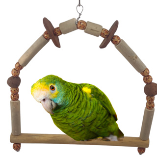 Balanço De Madeira Calopsita Papagaio Araras Periquitos Ring Neck Cacatua Aves Grandes Substitui Gaiola em Oferta na Shopee