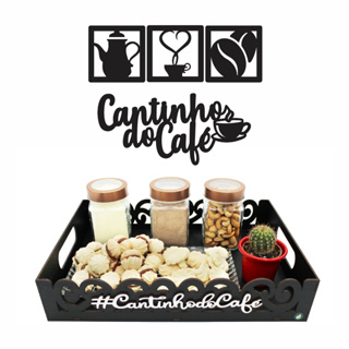 Kit Cantinho Do Café Com Bandeja Aplique Parede E Quadro Decorativo em Oferta na Shopee